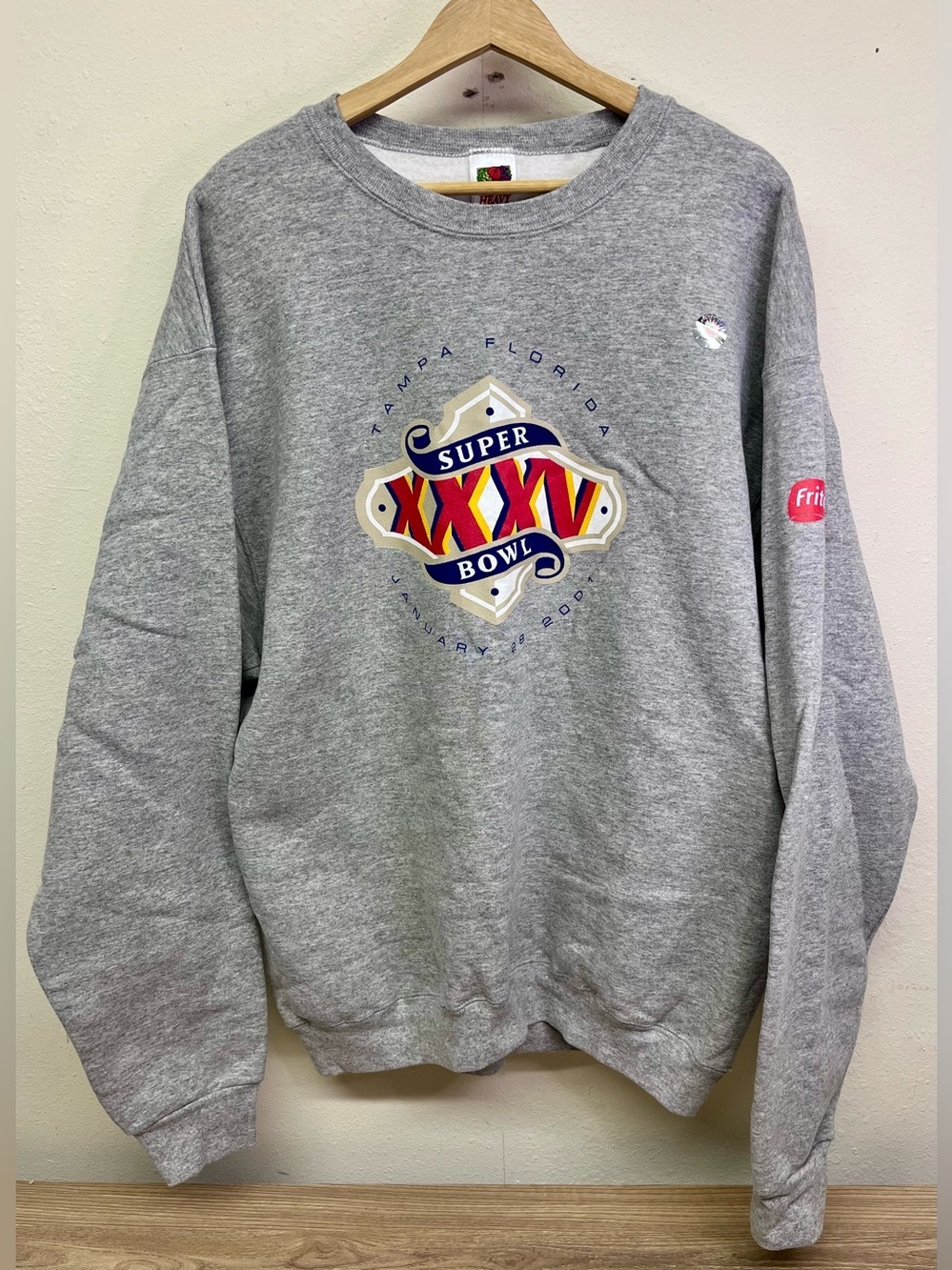 Fruit of the Loom Super Bowl XXXV Tampa Florida XL Gray Heavy Cotton 90s Vintage